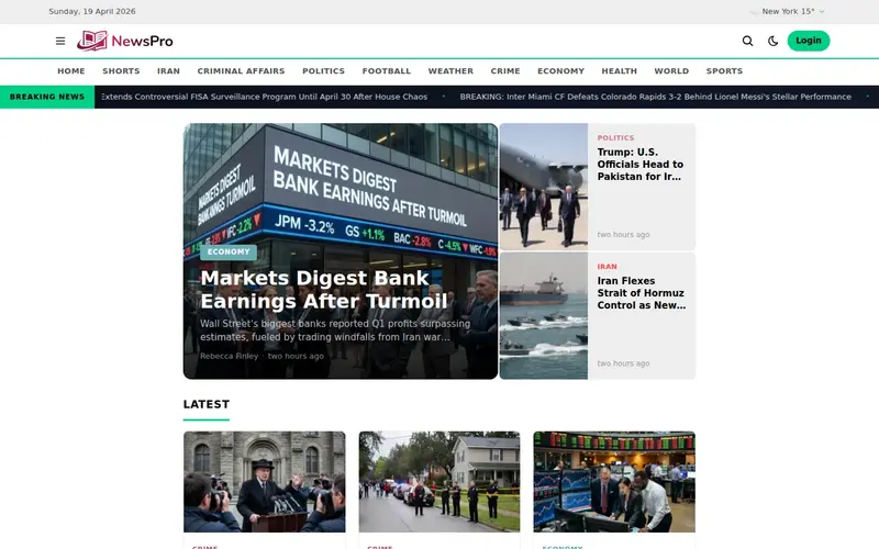 NewsPro 'byte' template — homepage screenshot at 1440x900